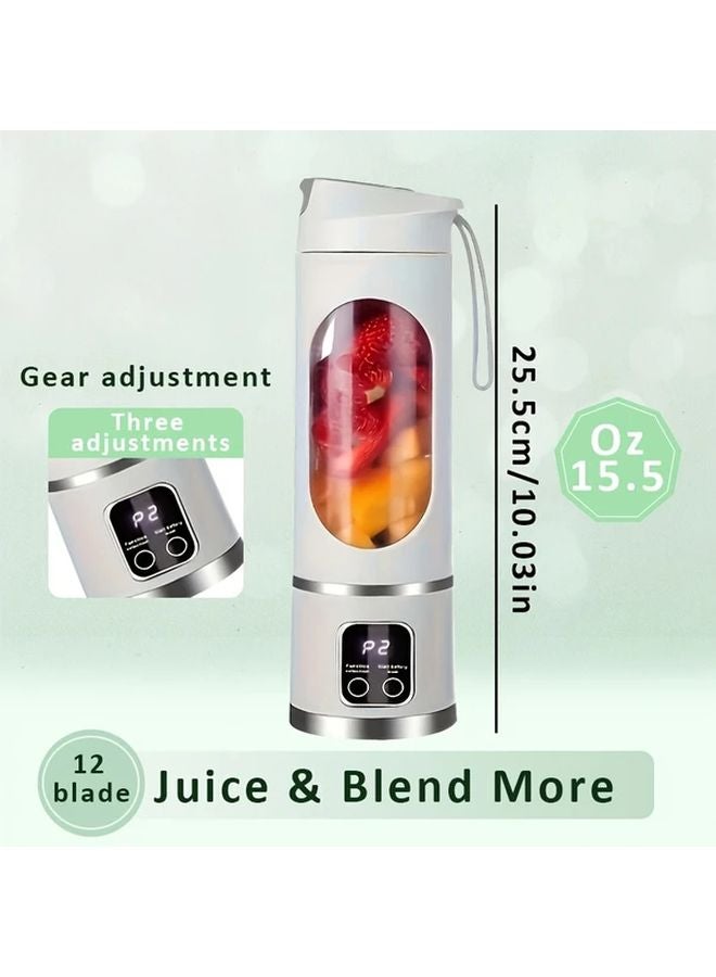 AOCIWE White Portable USB C Juicer Blender Smoothie Maker Digital Display 12000 RPM Auto Clean Travel Cup - Image 2